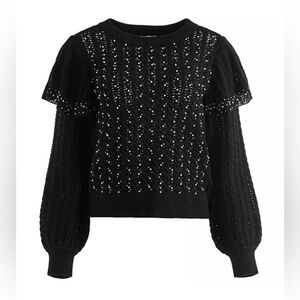 NWT😍Alice + Olivia Womens Rosi Cable Knit Wool Sweater | Sz L